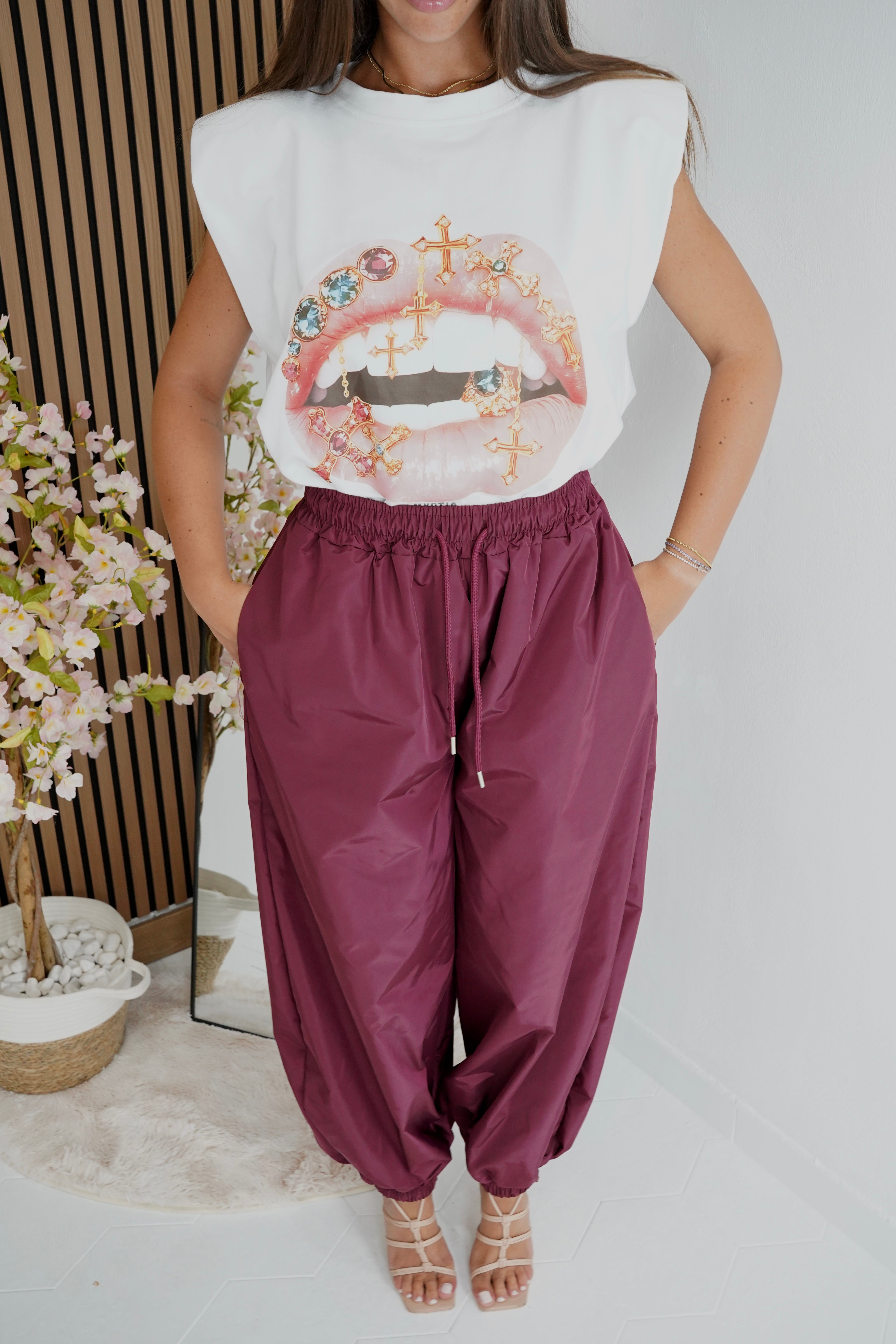 Pantalone Parachute Bordò