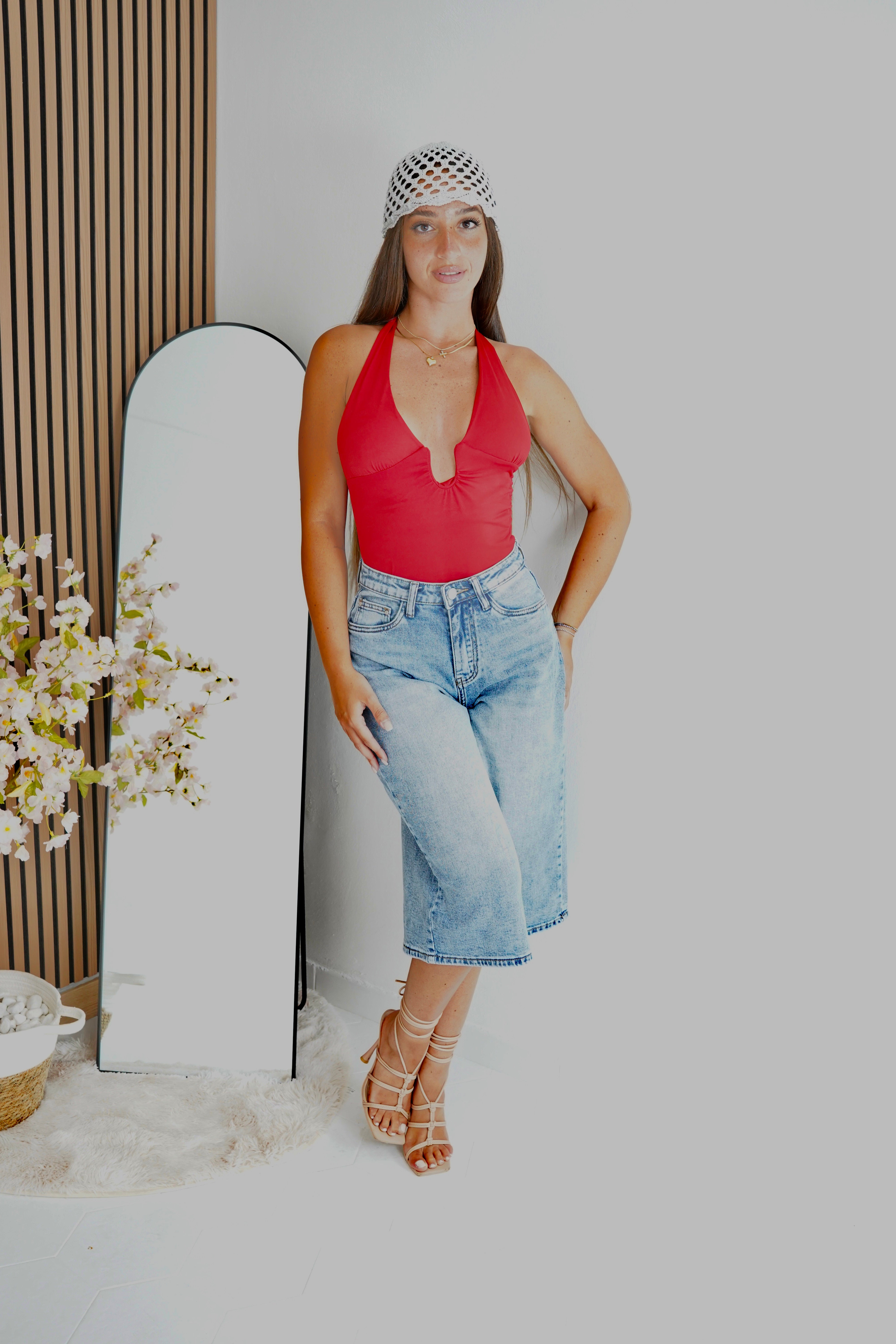 Body Scollo Halter Rosso