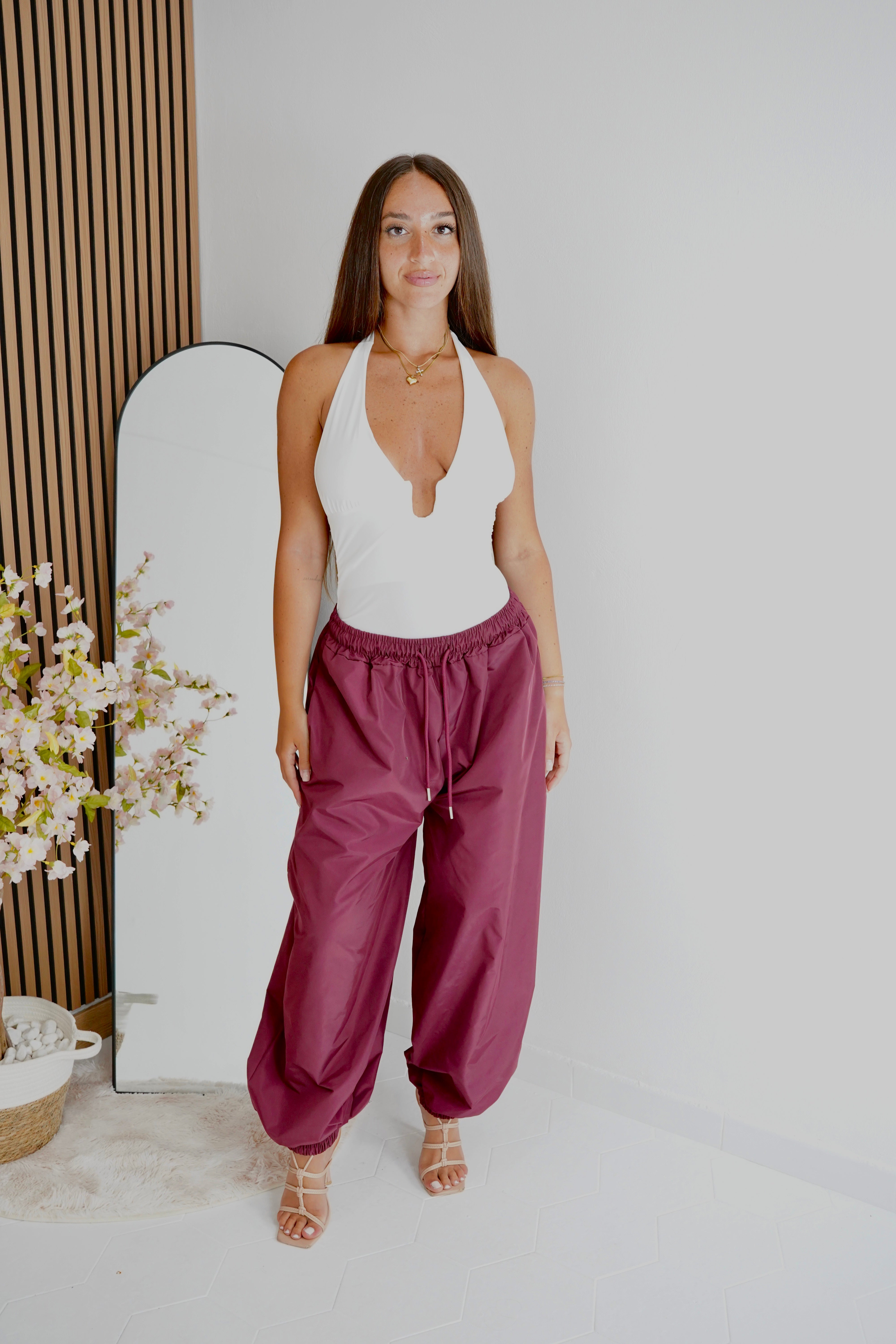 Pantalone Parachute Bordò