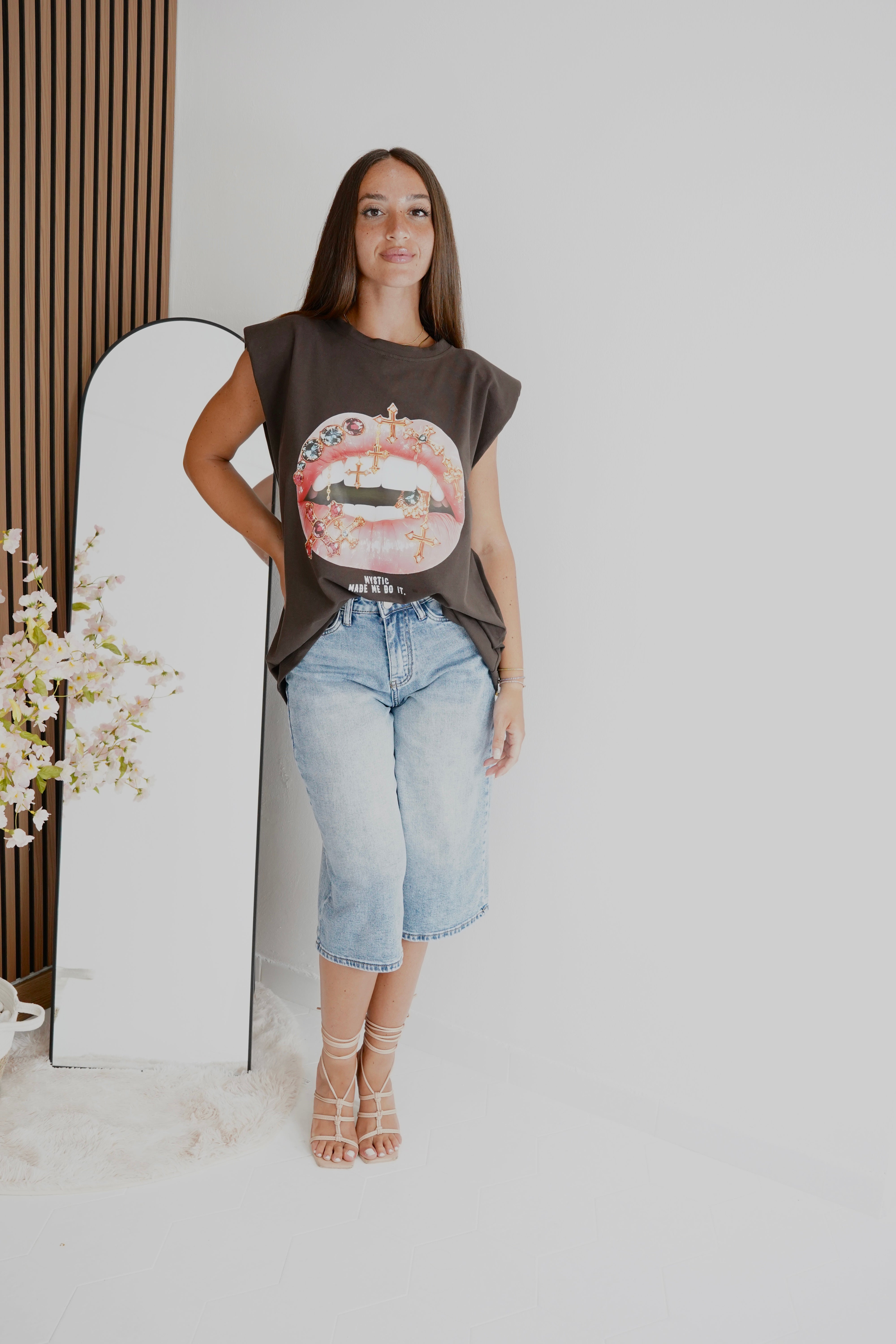 Maglia Oversize Lips Marrone